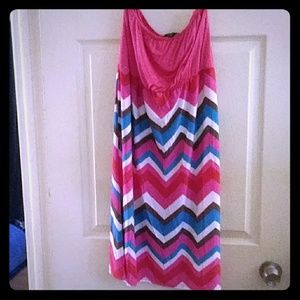 Hot pink chevron stripe tube dress
